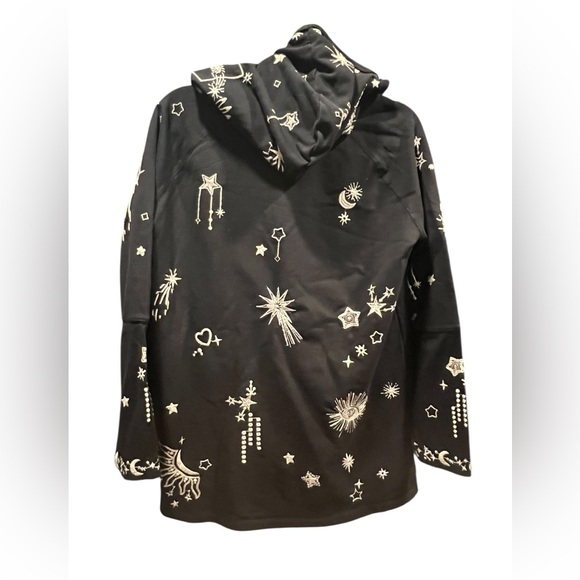 Johnny Was Black Hoodie with Starry Embellishments Size Small - Picture 6 of 9